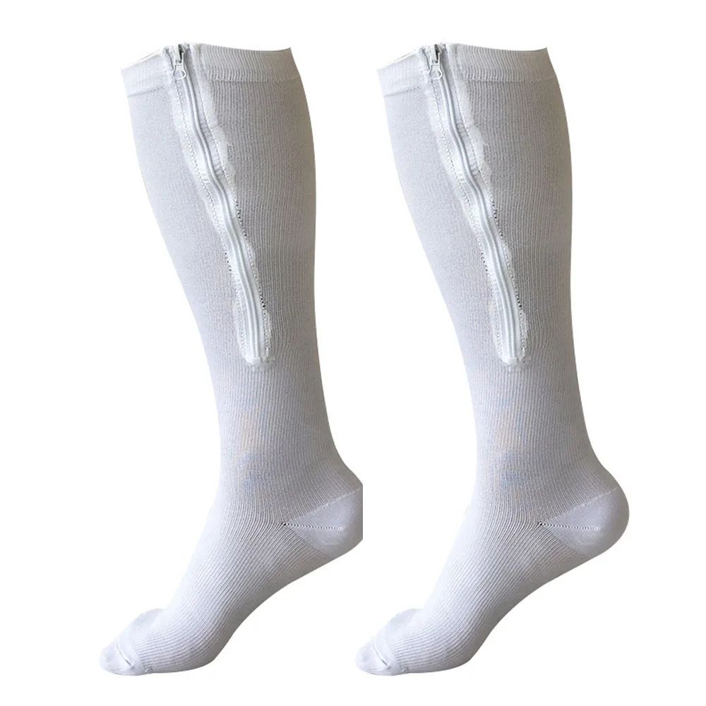 ComfortZip Compression Socks Open Toe Zipper Compression Socks for Wide Calves and Travel Support