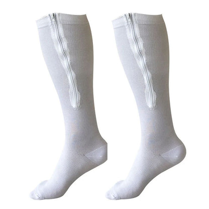 ComfortZip Compression Socks Open Toe Zipper Compression Socks for Wide Calves and Travel Support