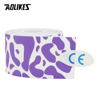AOLIKES Waterproof Cotton Kinesiology Tape with Sports Prints for Muscle Support and Pain Relief
