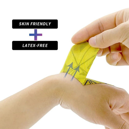 AOLIKES Waterproof Cotton Kinesiology Tape with Sports Prints for Muscle Support and Pain Relief