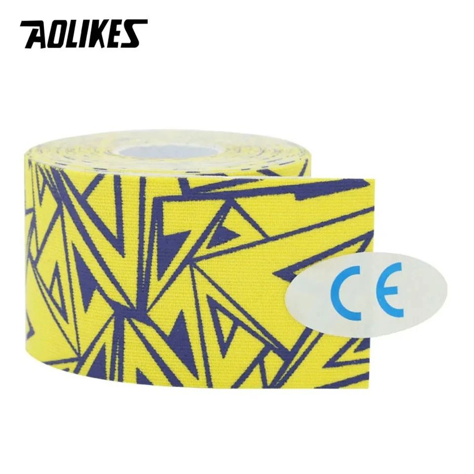 AOLIKES Waterproof Cotton Kinesiology Tape with Sports Prints for Muscle Support and Pain Relief
