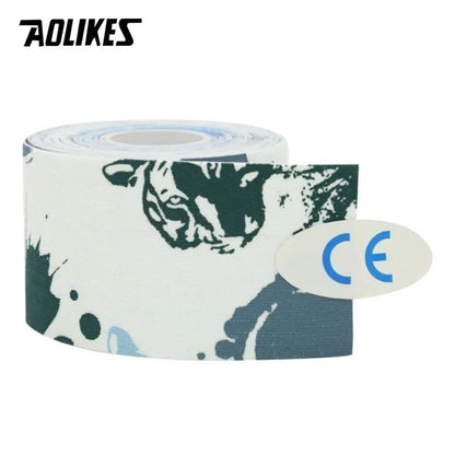 AOLIKES Waterproof Cotton Kinesiology Tape with Sports Prints for Muscle Support and Pain Relief