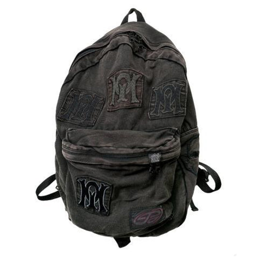 Unisex Black Denim Backpack: Large Capacity Grunge School Bag and Vintage Aesthetic Rucksack