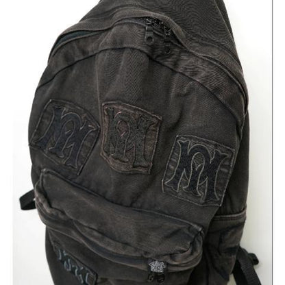 Unisex Black Denim Backpack: Large Capacity Grunge School Bag and Vintage Aesthetic Rucksack