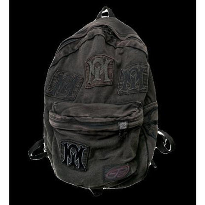 Unisex Black Denim Backpack: Large Capacity Grunge School Bag and Vintage Aesthetic Rucksack