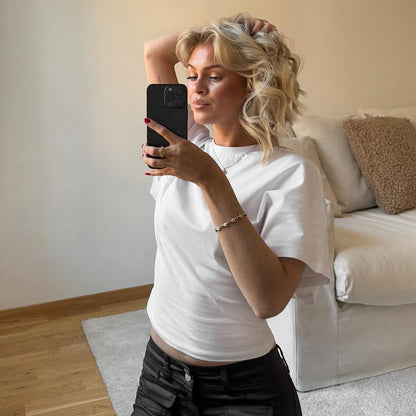 Solid Gray Cropped Corset T-Shirt for Women
