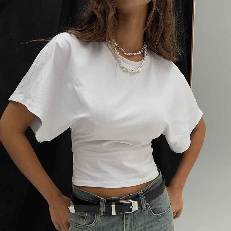 Solid Gray Cropped Corset T-Shirt for Women