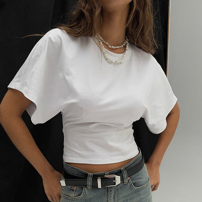 Solid Gray Cropped Corset T-Shirt for Women