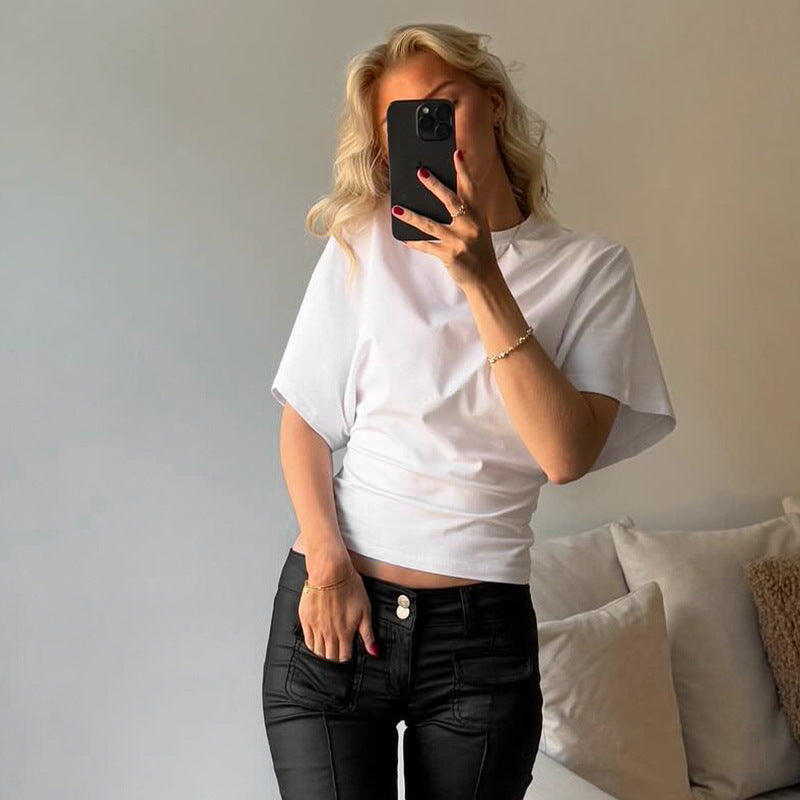 Solid Gray Cropped Corset T-Shirt for Women