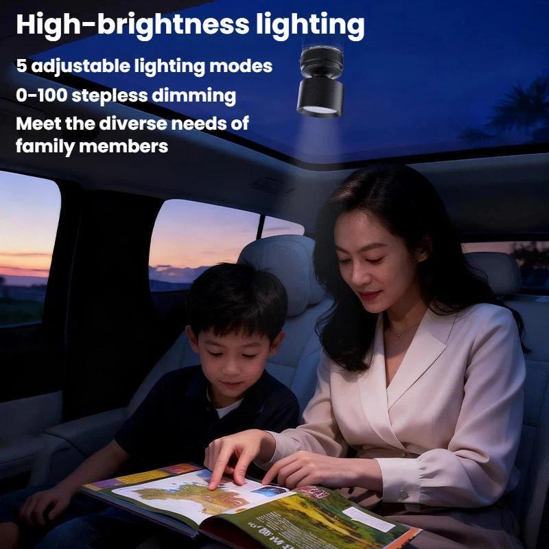 BEN JACK Magnetic Car Reading Light Rechargeable LED Car Interior Light with Stepless Dimming