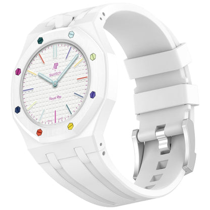 Swatch Royal Pop Silicone Watch Band with Integrated Design and Stainless Steel Pin Buckle