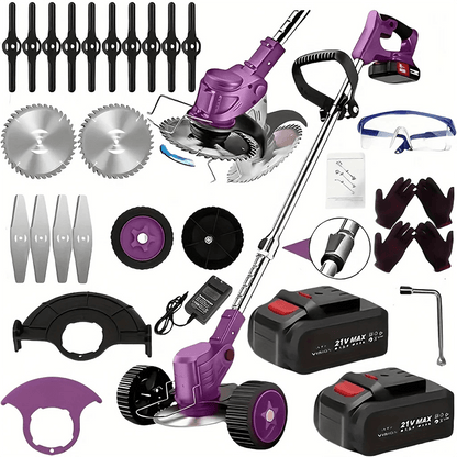 Premium 3-in-1 Cordless Lawn Trimmer and Weed Wacker with Dual Batteries – Grass Edger and Brush Cutter