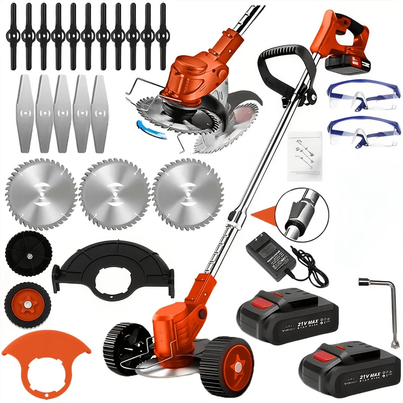 Premium 3-in-1 Cordless Lawn Trimmer and Weed Wacker with Dual Batteries – Grass Edger and Brush Cutter