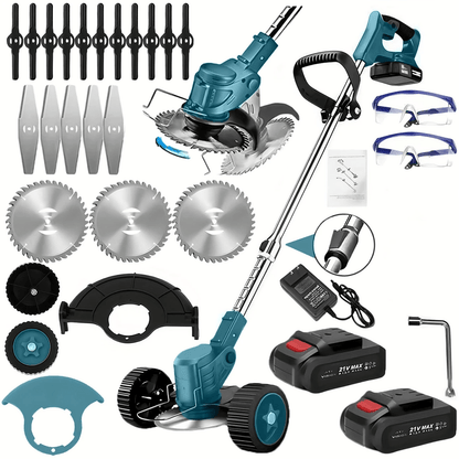 Premium 3-in-1 Cordless Lawn Trimmer and Weed Wacker with Dual Batteries – Grass Edger and Brush Cutter