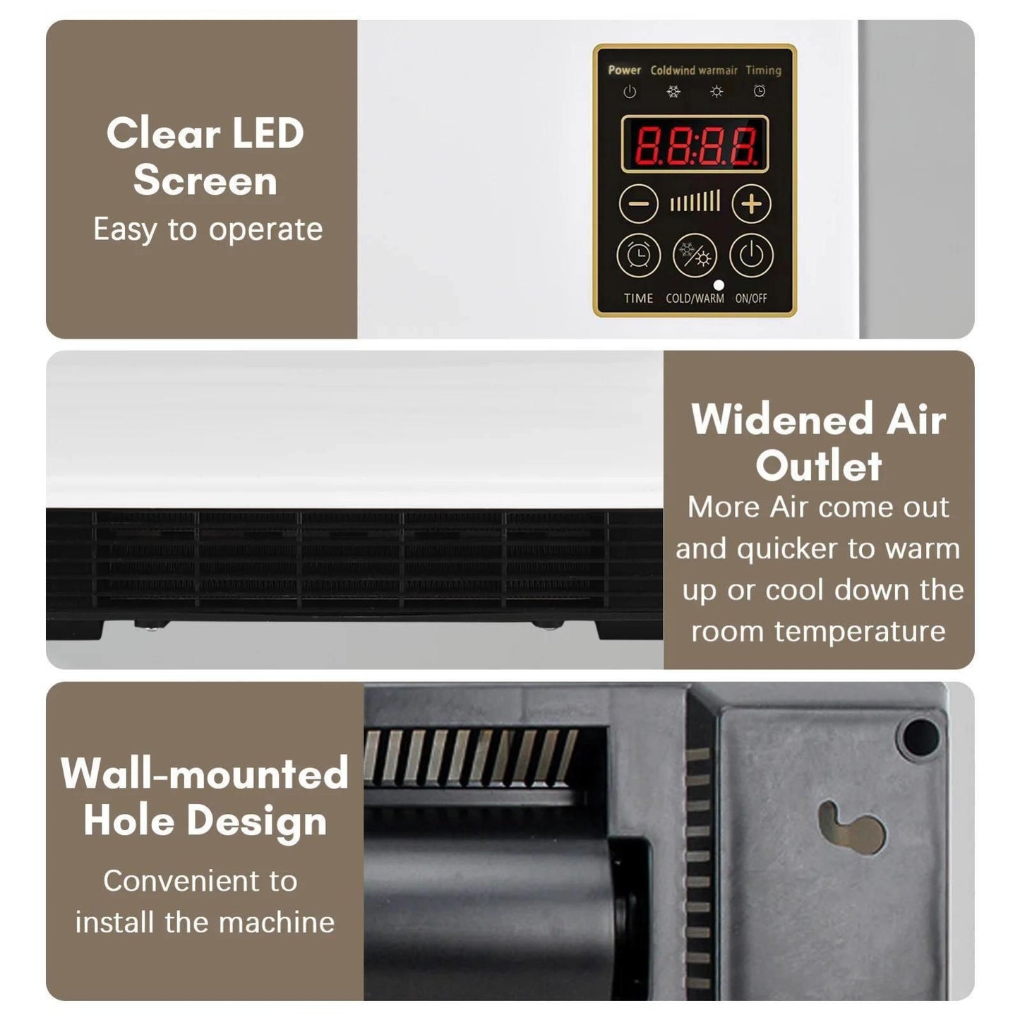 Wall Mounted Mini Air Heater with Remote Control for Home and Office