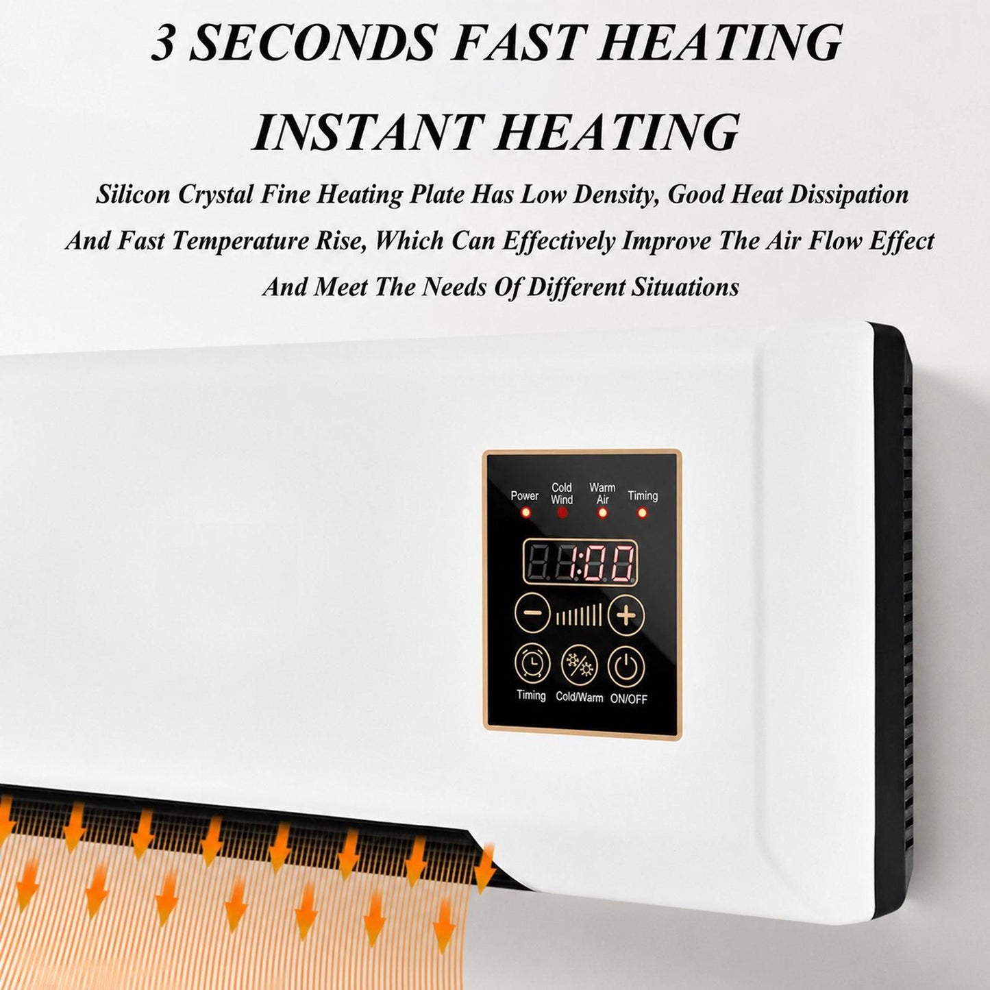 Wall Mounted Mini Air Heater with Remote Control for Home and Office