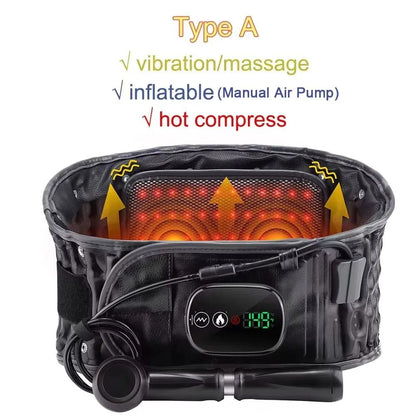 Inflatable Heated Lumbar Support Belt with Vibration Massage