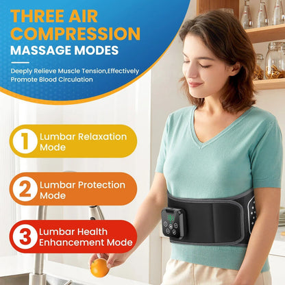 Inflatable Heated Lumbar Support Belt with Vibration Massage