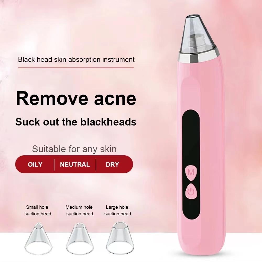Blackhead Remover Vacuum Deep Pore Cleaner with 3 Suction Levels and 3 Facial Cleaning Heads