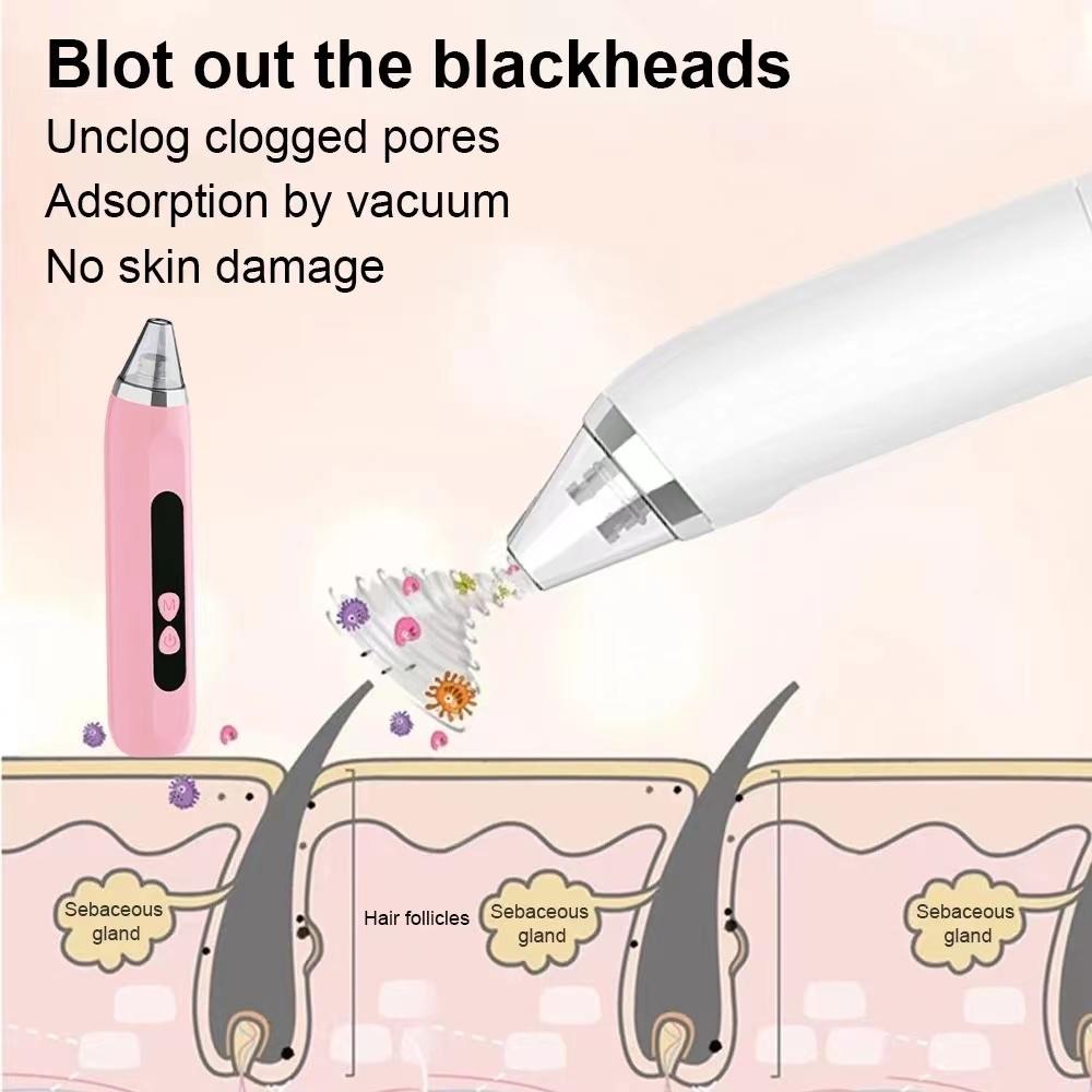 Blackhead Remover Vacuum Deep Pore Cleaner with 3 Suction Levels and 3 Facial Cleaning Heads