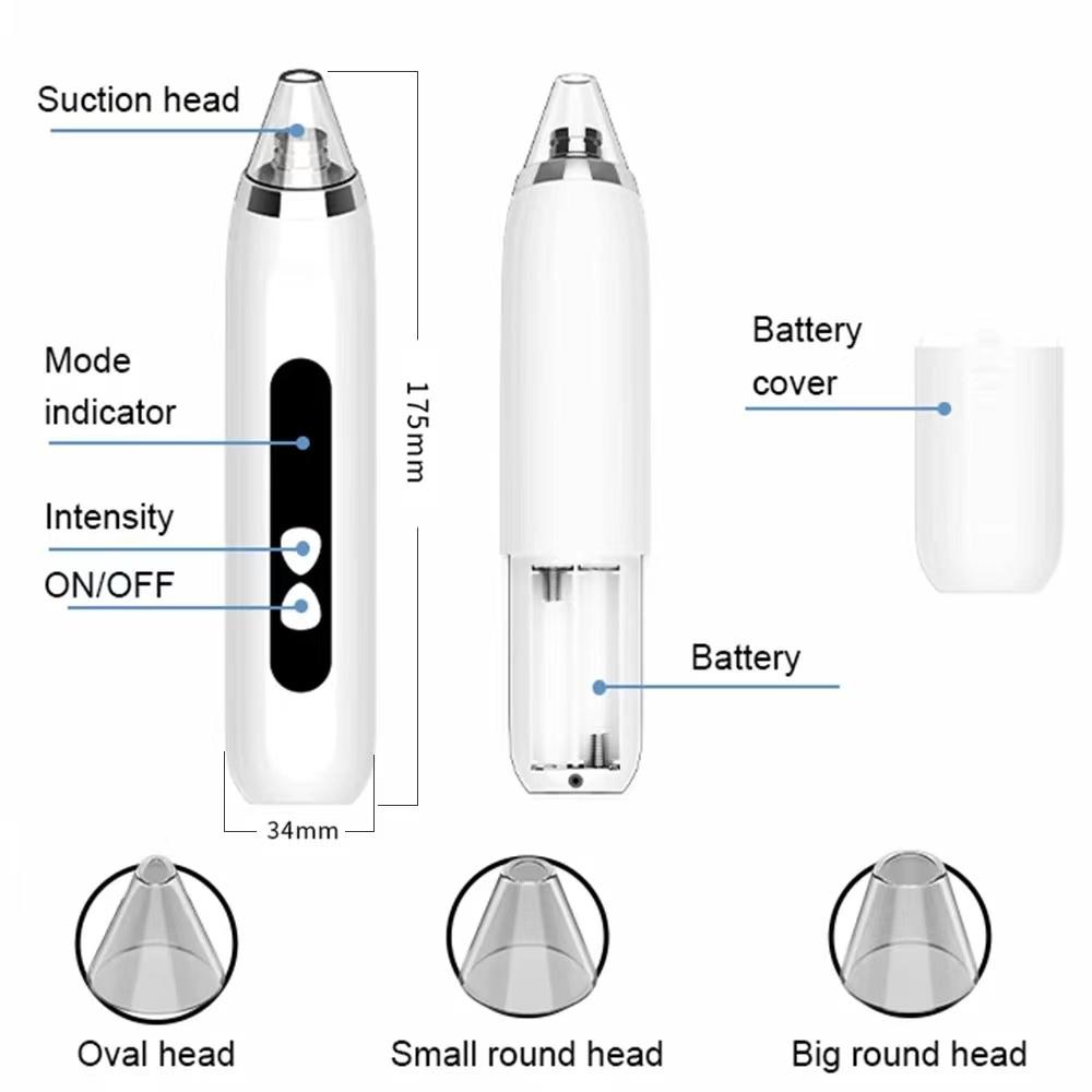 Blackhead Remover Vacuum Deep Pore Cleaner with 3 Suction Levels and 3 Facial Cleaning Heads