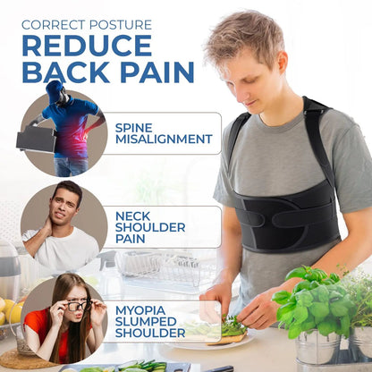 Full Back Posture Corrector – Adjustable Upper & Lower Back Support Brace for Men with Shoulder Alignment Support