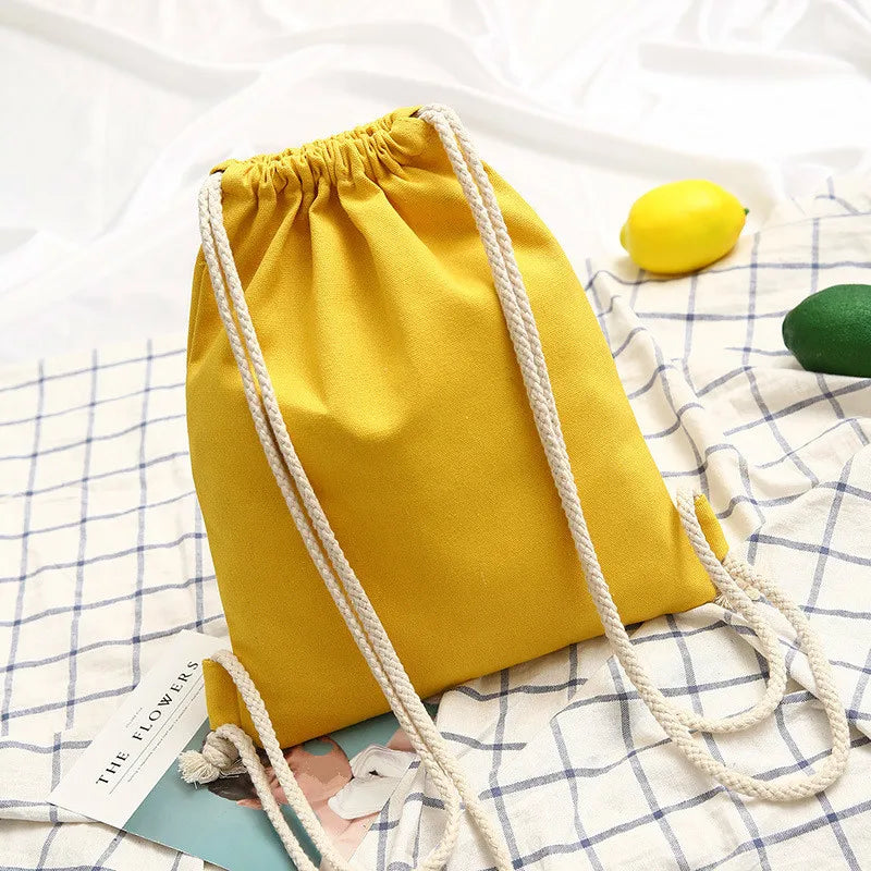 Canvas Drawstring Backpack with Front Pocket, back to school backpack, Casual Travel Backpack for Men & Women
