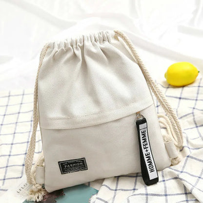 Canvas Drawstring Backpack with Front Pocket, back to school backpack, Casual Travel Backpack for Men & Women
