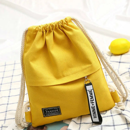 Canvas Drawstring Backpack with Front Pocket, back to school backpack, Casual Travel Backpack for Men & Women