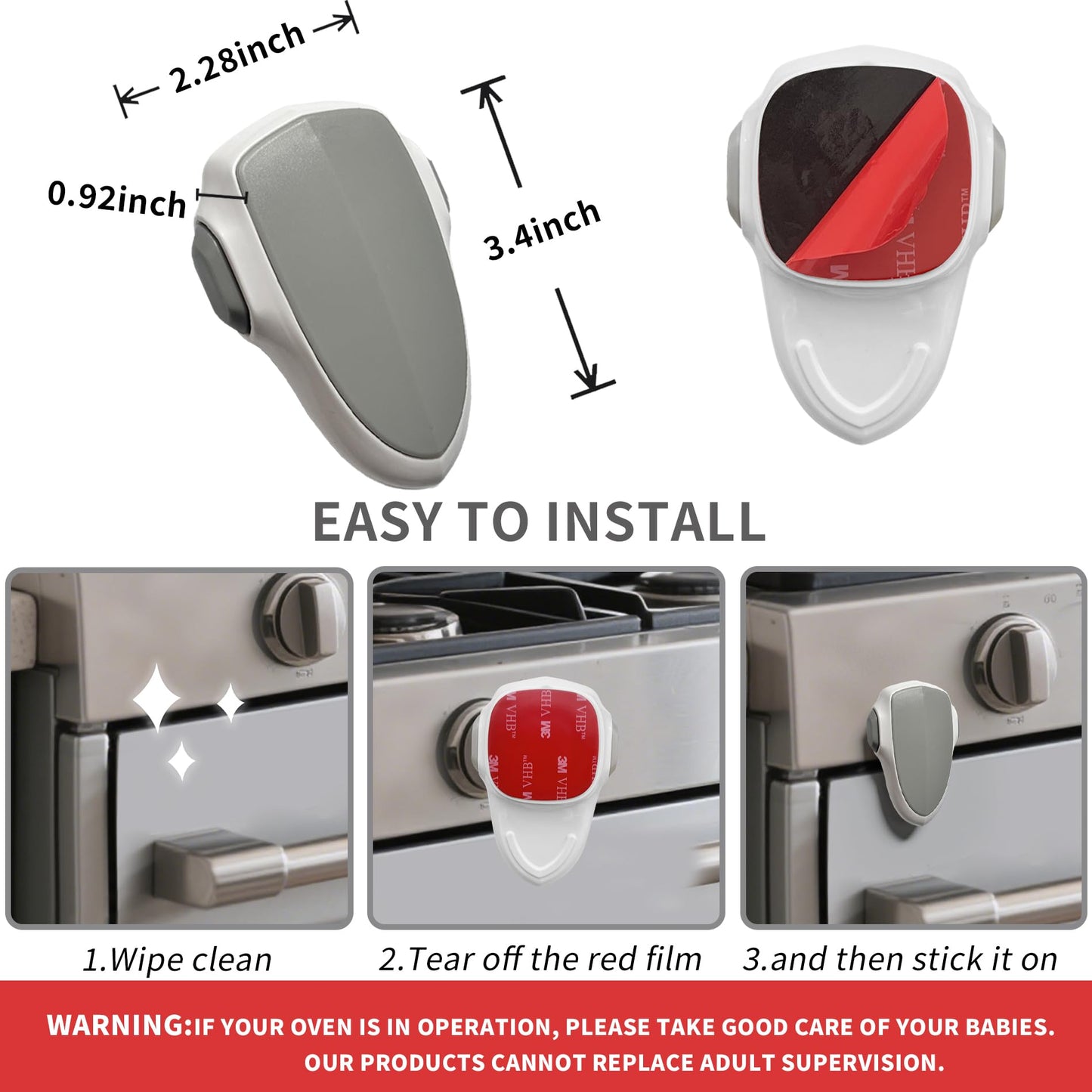 Childproof Oven Door Lock for Toddlers, Heat-Resistant Self-Adhesive Lock, No-Drill, Durable Baby Safety Locks