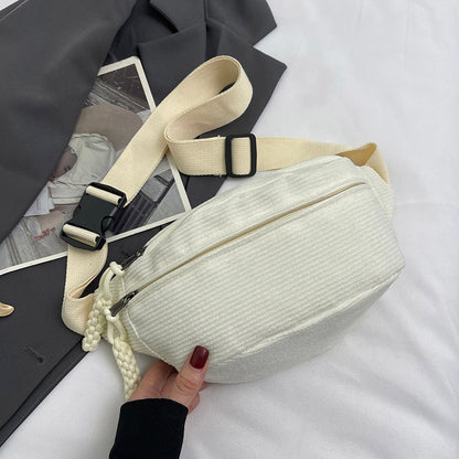 Corduroy Belt Bag for Women Casual Crossbody Fanny Pack Shoulder Chest Sling Bag
