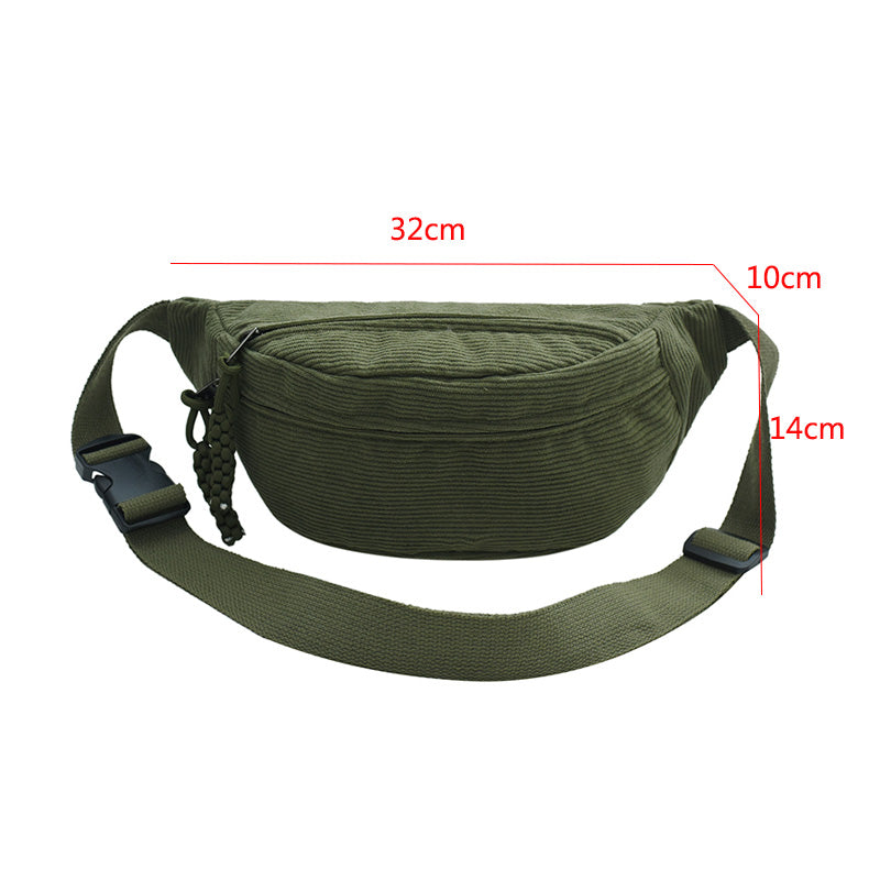 Corduroy Belt Bag for Women Casual Crossbody Fanny Pack Shoulder Chest Sling Bag
