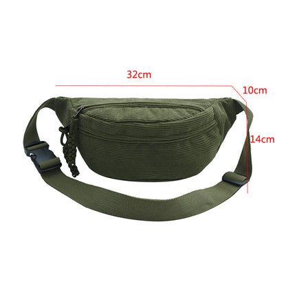 Corduroy Belt Bag for Women Casual Crossbody Fanny Pack Shoulder Chest Sling Bag