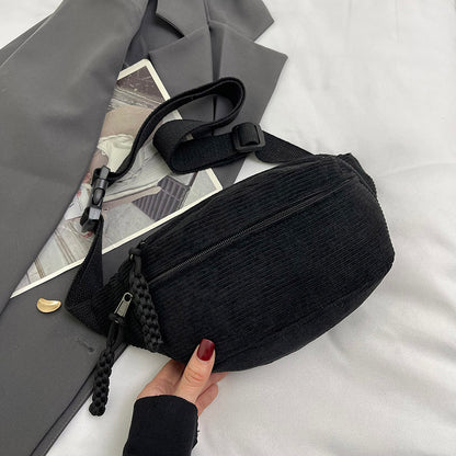 Corduroy Belt Bag for Women Casual Crossbody Fanny Pack Shoulder Chest Sling Bag