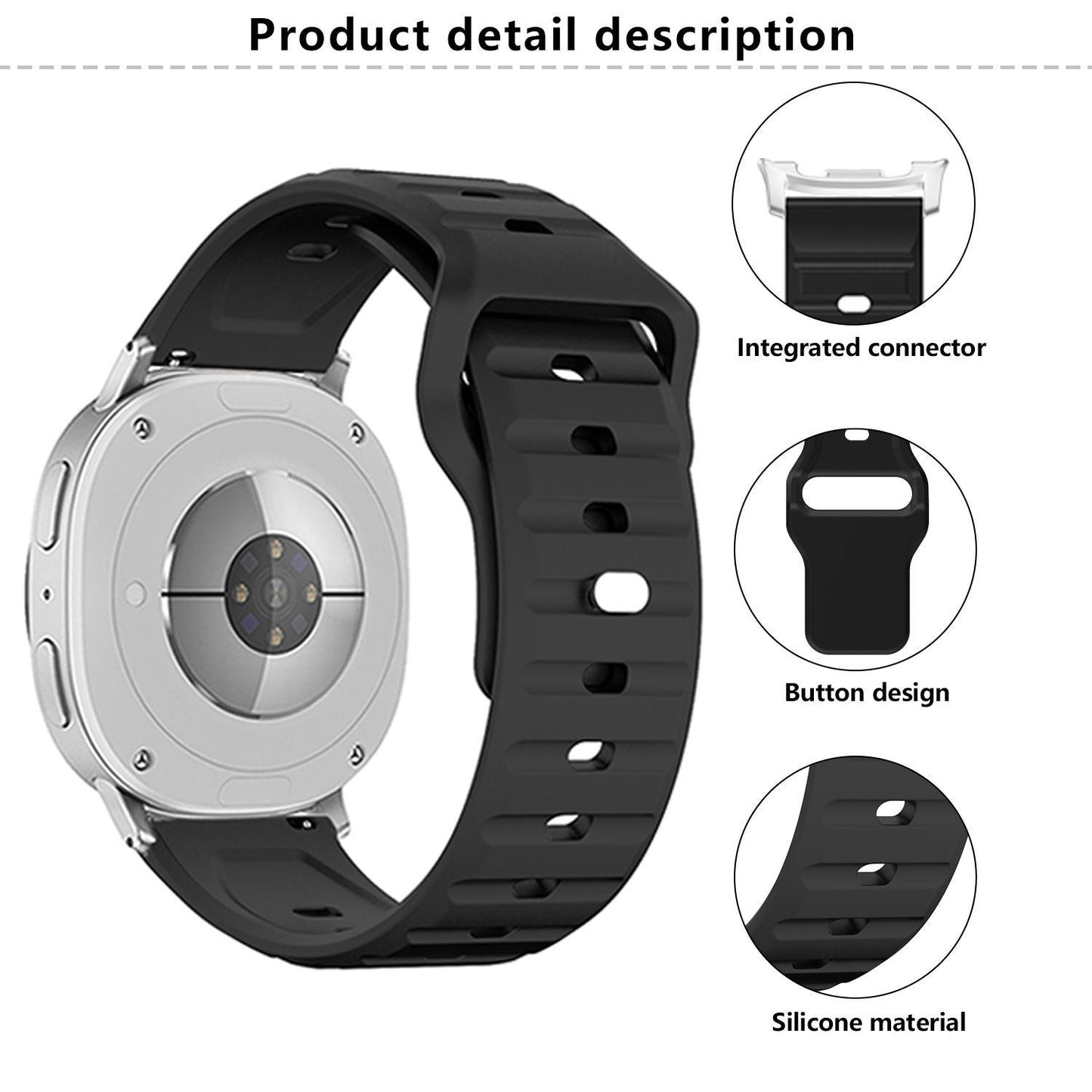 Samsung Galaxy Watch8 Classic Silicone Watch Band Wave Texture Adjustable Sport Strap