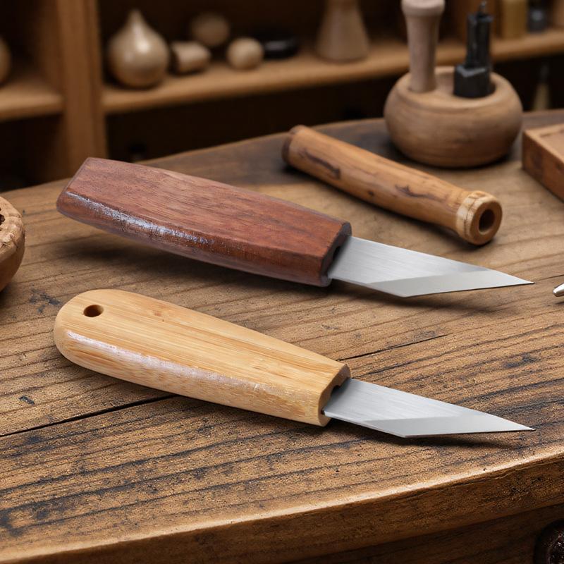 Long Blade Wood Carving Knife with Walnut Handle Precision Whittling Knife