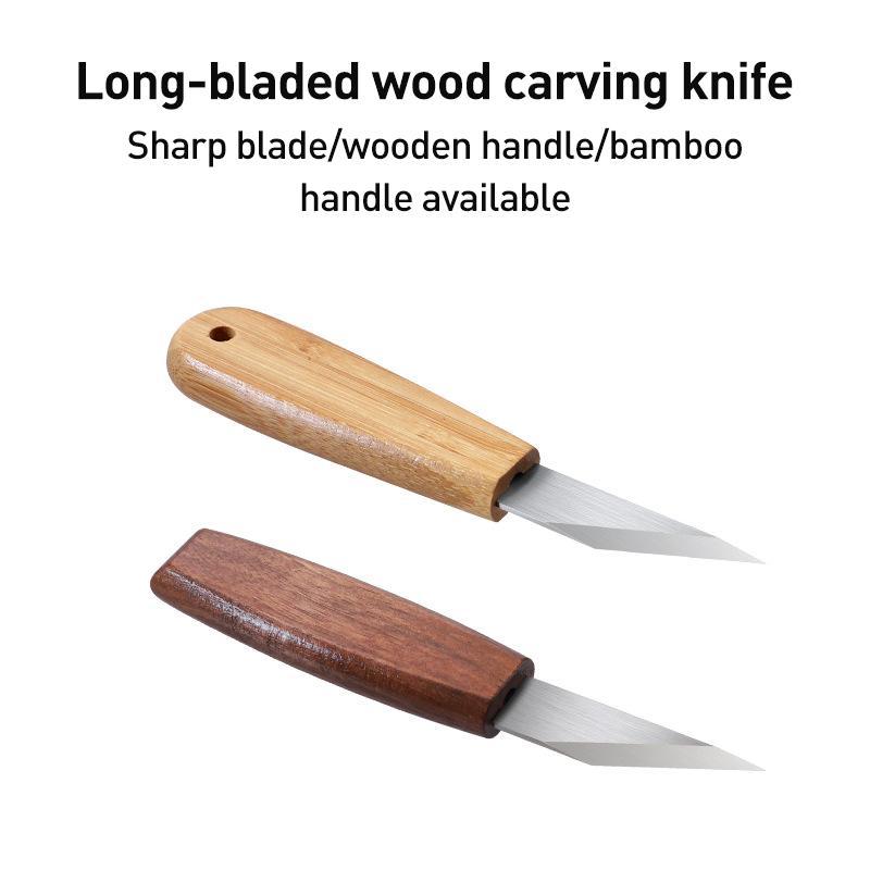 Long Blade Wood Carving Knife with Walnut Handle Precision Whittling Knife