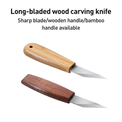 Long Blade Wood Carving Knife with Walnut Handle Precision Whittling Knife