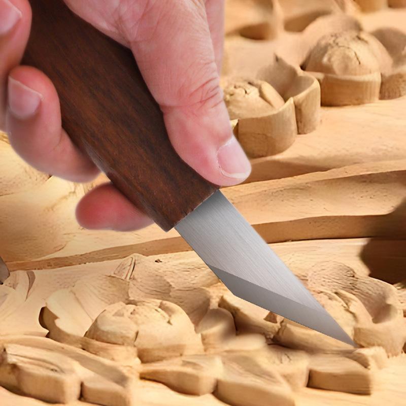 Long Blade Wood Carving Knife with Walnut Handle Precision Whittling Knife