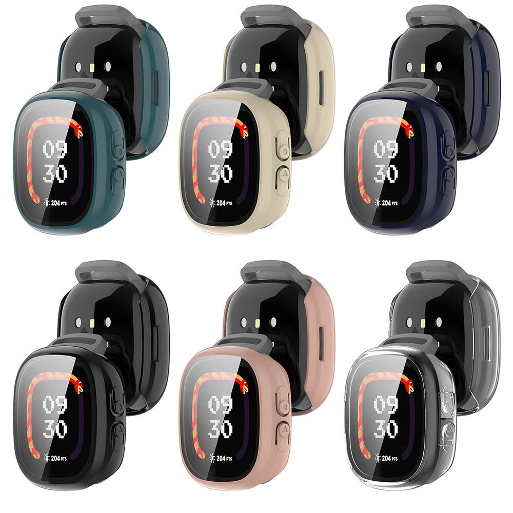 For Fitbit Ace LTE Protective Case with Tempered Glass Screen Protector PC Full Coverage Cover