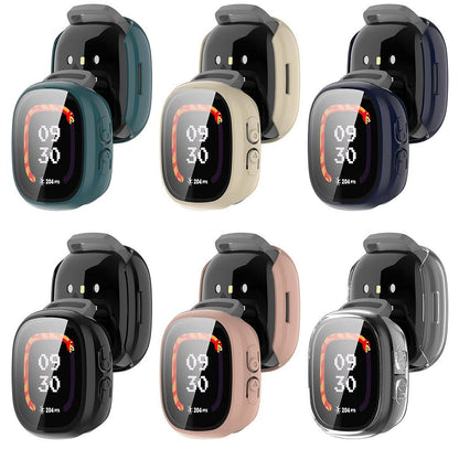 For Fitbit Ace LTE Protective Case with Tempered Glass Screen Protector PC Full Coverage Cover