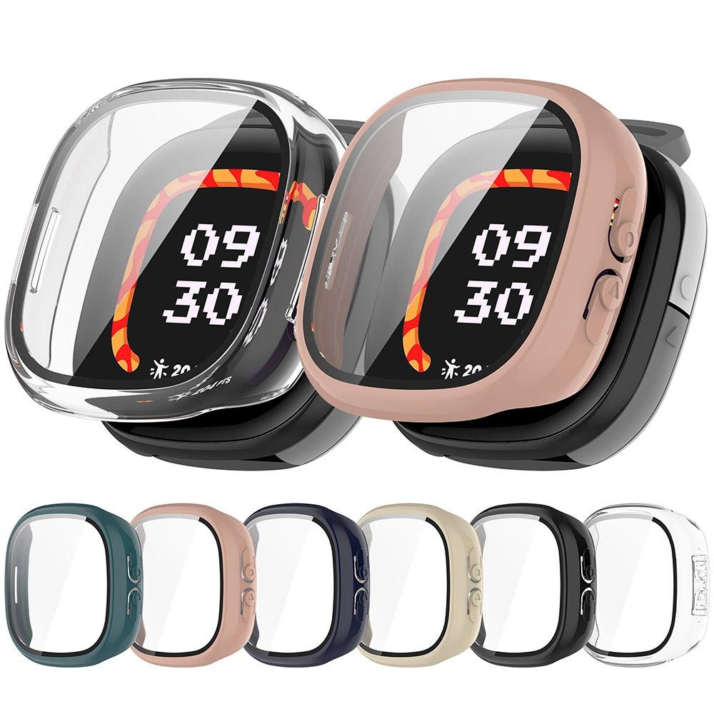 For Fitbit Ace LTE Protective Case with Tempered Glass Screen Protector PC Full Coverage Cover