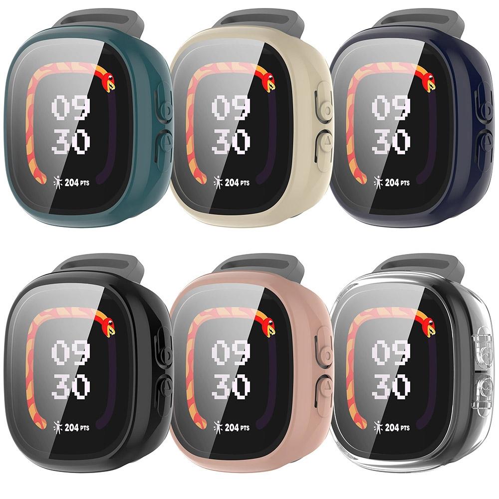 For Fitbit Ace LTE Protective Case with Tempered Glass Screen Protector PC Full Coverage Cover