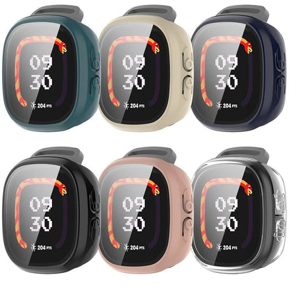 For Fitbit Ace LTE Protective Case with Tempered Glass Screen Protector PC Full Coverage Cover