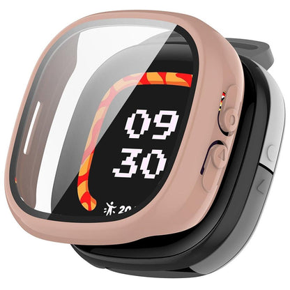 For Fitbit Ace LTE Protective Case with Tempered Glass Screen Protector PC Full Coverage Cover