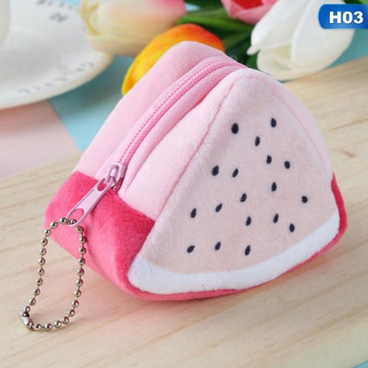 Cute Plush Fruit Coin Purse Zipper Wallet Mini Kawaii Change Pouch for Girls