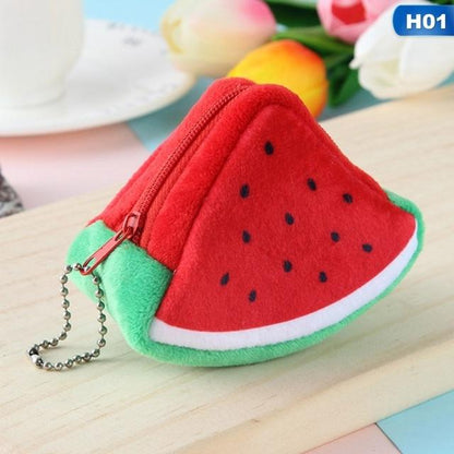 Cute Plush Fruit Coin Purse Zipper Wallet Mini Kawaii Change Pouch for Girls