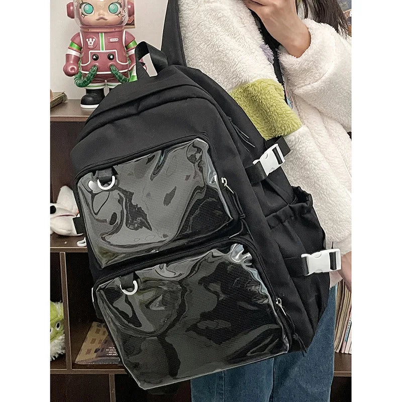 Large Capacity Ita Backpack with Dual Clear Display Pockets for Laptop, Pins & Everyday Travel