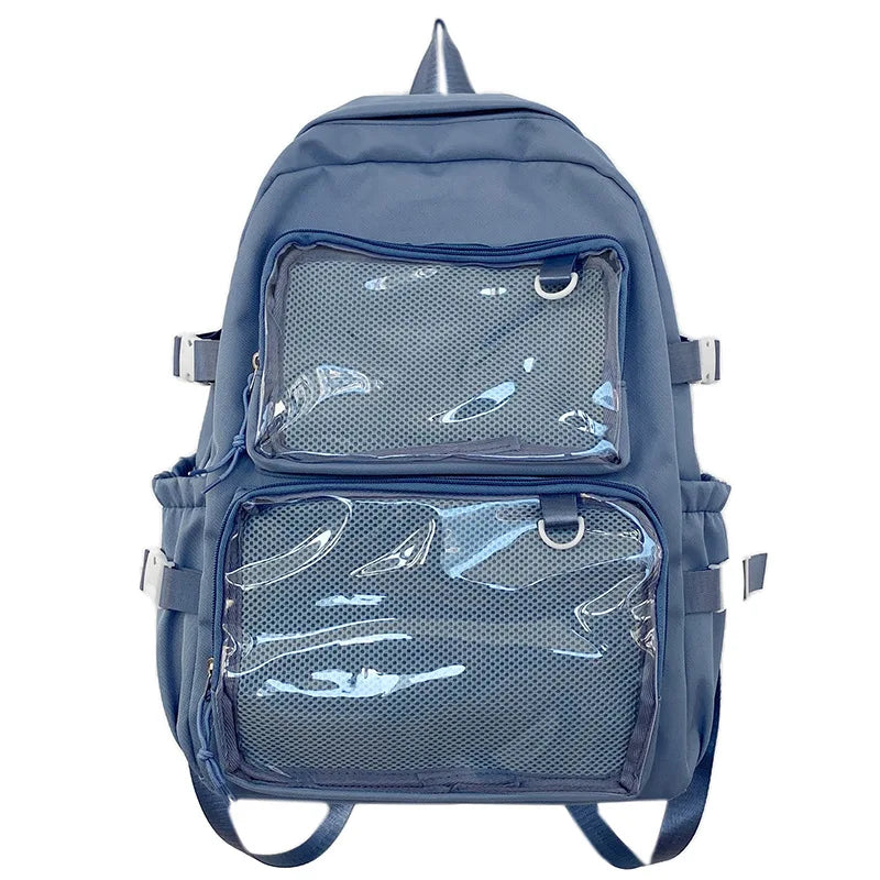 Large Capacity Ita Backpack with Dual Clear Display Pockets for Laptop, Pins & Everyday Travel
