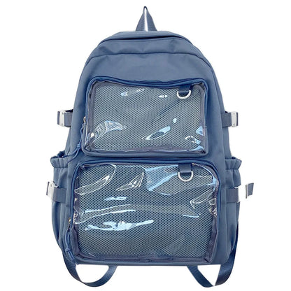 Large Capacity Ita Backpack with Dual Clear Display Pockets for Laptop, Pins & Everyday Travel